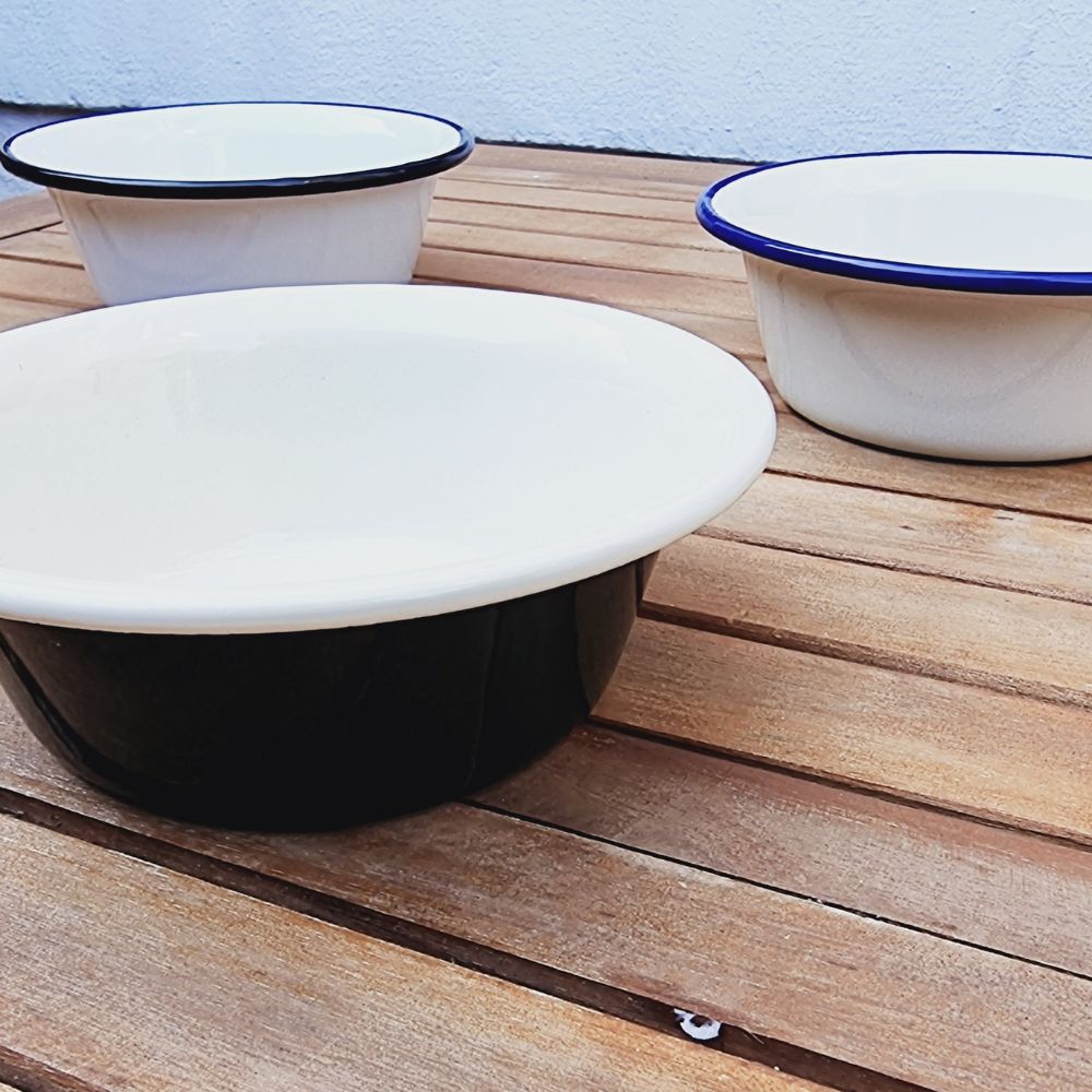 Lot de 3 petites bassines en acier émaillé