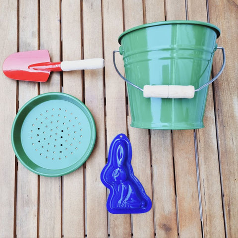 Lot en acier émaillé pour la plage rouge, vert et bleu